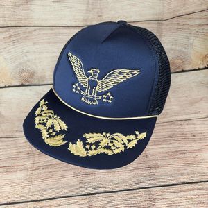 Vintage Gold Leaf Eagle Trucker Hat Cap Blue The Field Company Accessories